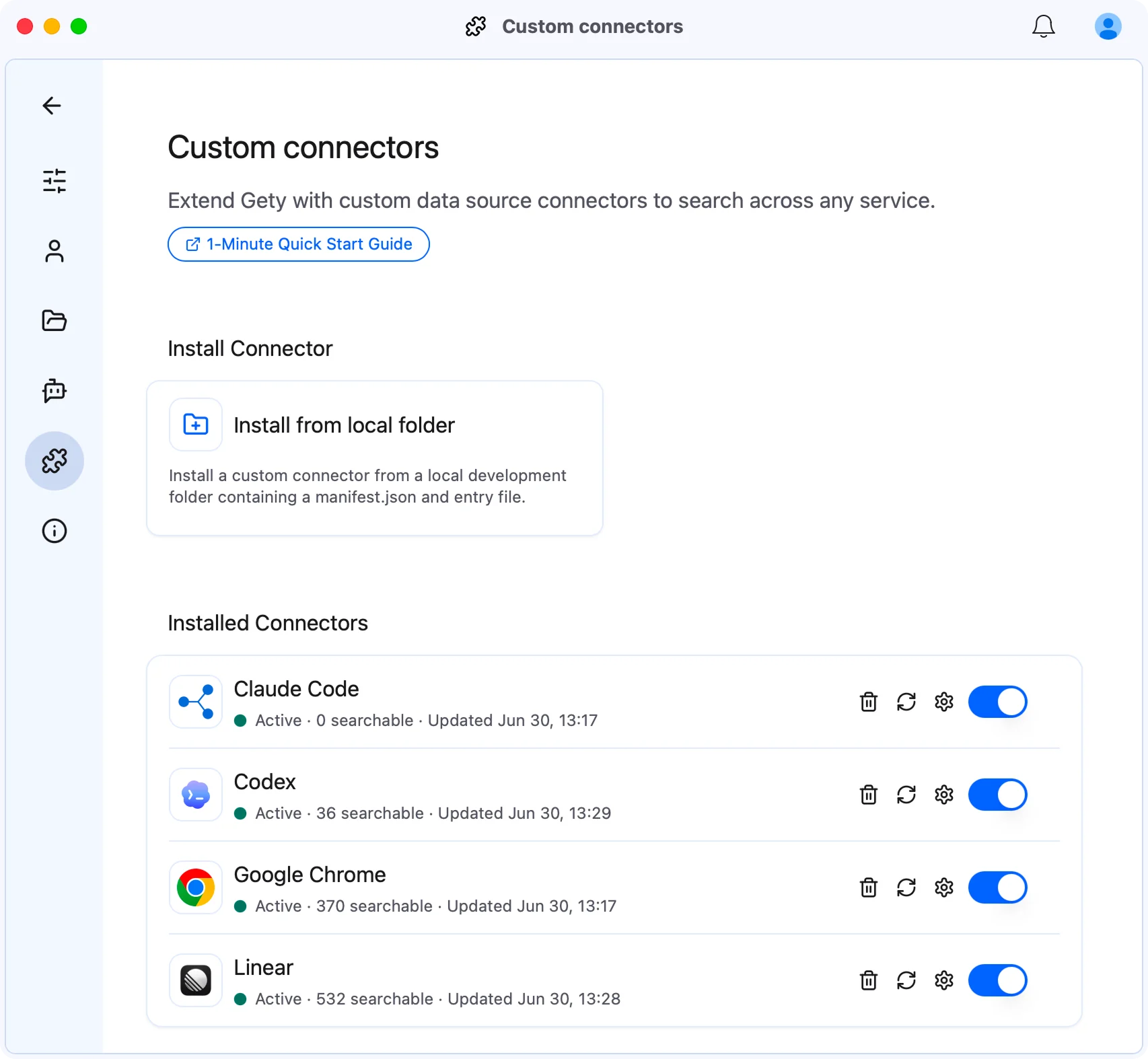 Instala y gestiona connectors en Gety